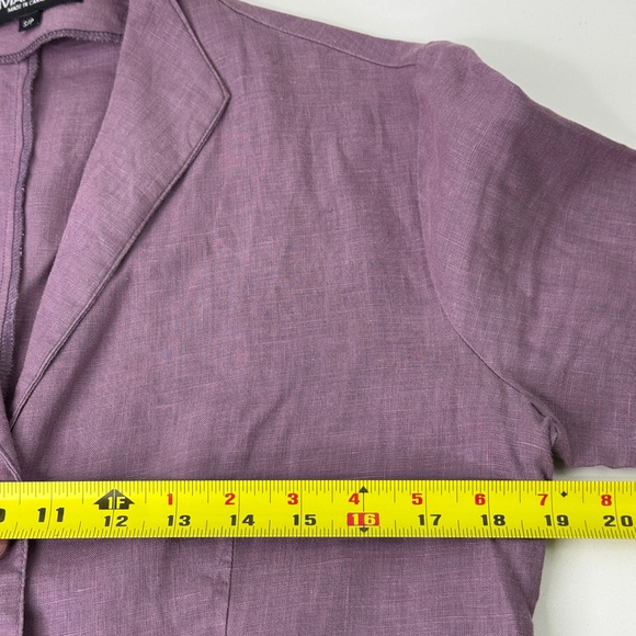 Vivian Shyu Dusty Rose Short Sleeve Linen Three Button Lightweight Blazer - Picture 4 of 8